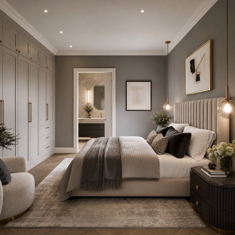 Elegant Master Bedroom Suite with Built-in Wardrobes