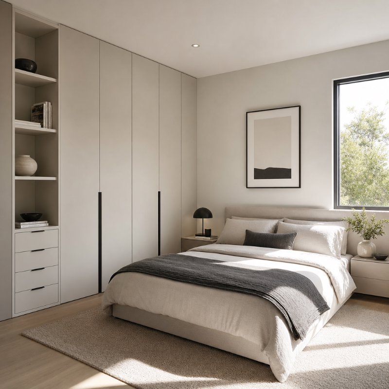 Serene Minimalist Bedroom with Monochrome Palette
