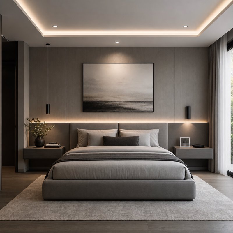 Sleek Modern Bedroom with Floating Nightstands